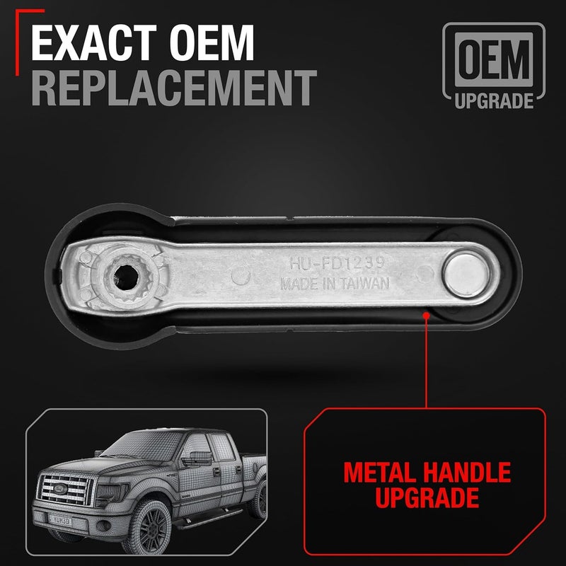 T1A Window Crank Handle Upgraded Metal, Left/Right - Compatible with 1993-2011 Ford Ranger, 97-16 F-Series, 09-19 E-Series; 94-16 Mazda B-Series - Black - OEM F37Z-1023342-A-MT, 012-1230-12, 767MX - Image 2